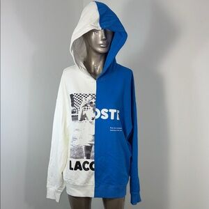 Lacoste Unisex Two-Tone Blue and White Hoodie